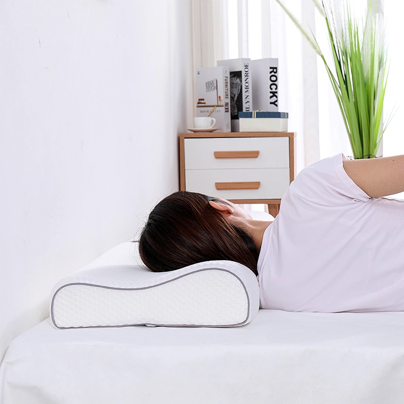 Customized Label High Neck Support Solid Memory Foam Bamboo Pillow For Bed Rest