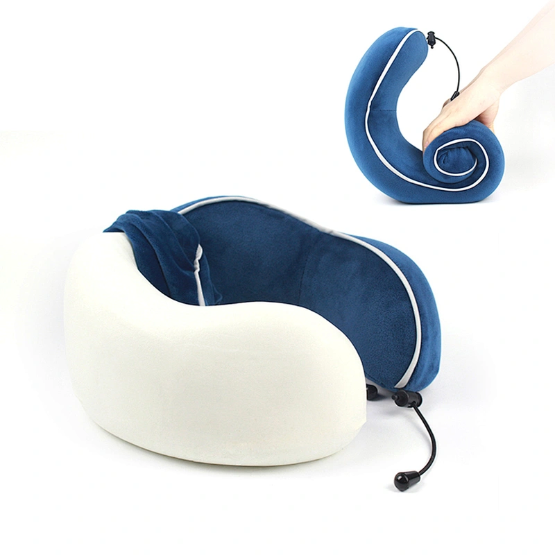 Easy Carrying Folding Travel Set Full Support Best Neck Pillow Eye Mask
