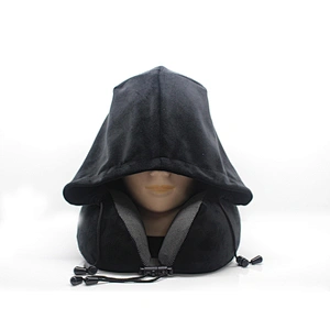 Newly Design High Support Travel Sleep Cool Ventilated Neck Pillow Hoodie With Carry Bag