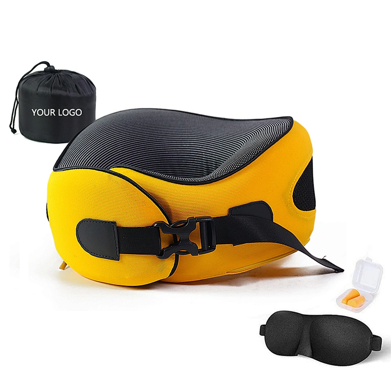Orthopedic OEM Pillow Travel Foldable Memory Foam Neck Pillow Airplane Travel Kit