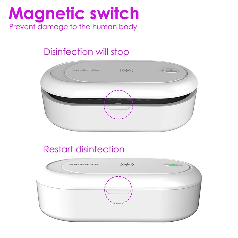 best selling  wireless charger uvc led  cell phone sterilizer box