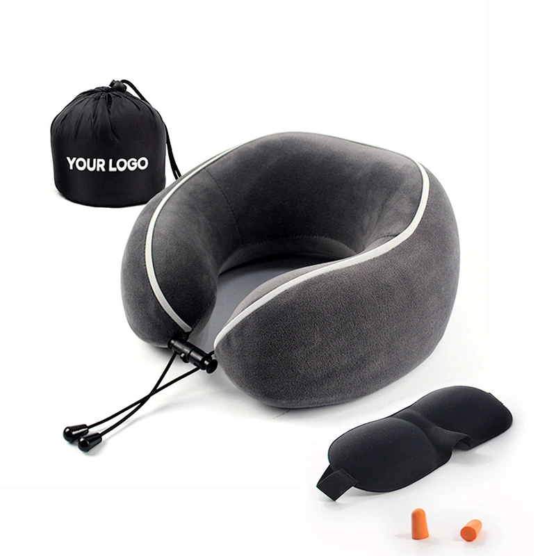 Easy Carrying Folding Travel Set Full Support Best Neck Pillow Eye Mask