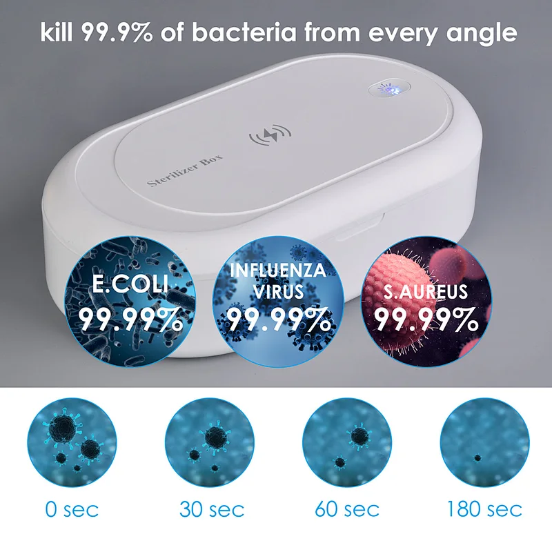 best selling  wireless charger uvc led  cell phone sterilizer box