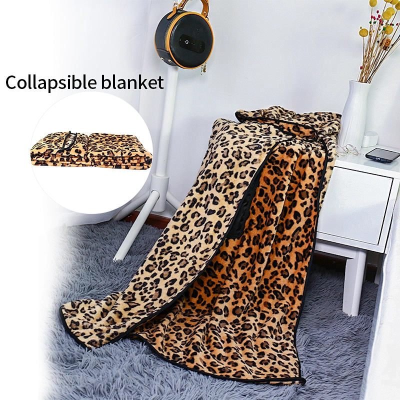 Top Promotion Folding Airplane Bed Soft Flannel Leopard Print Blanket