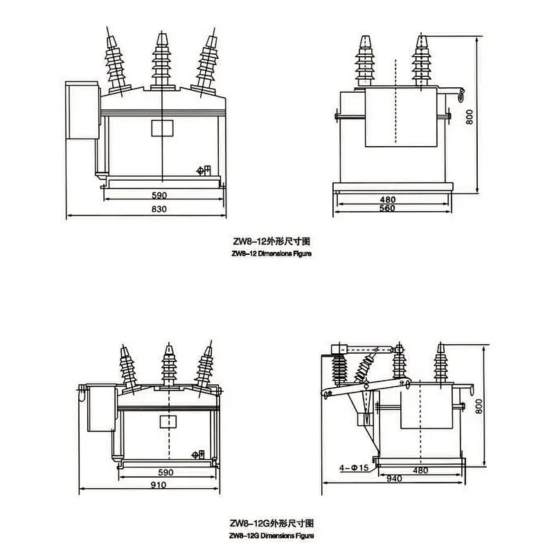 ZW8-12 12KV VCB vacuum circuit break outdoor high voltage switchgear