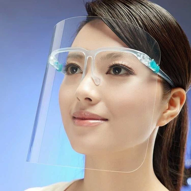 medical face shield mask transparent clear protection plastic visors isolation anti fog anti-spray with shield eye ophthalmic glasses CE FDA
