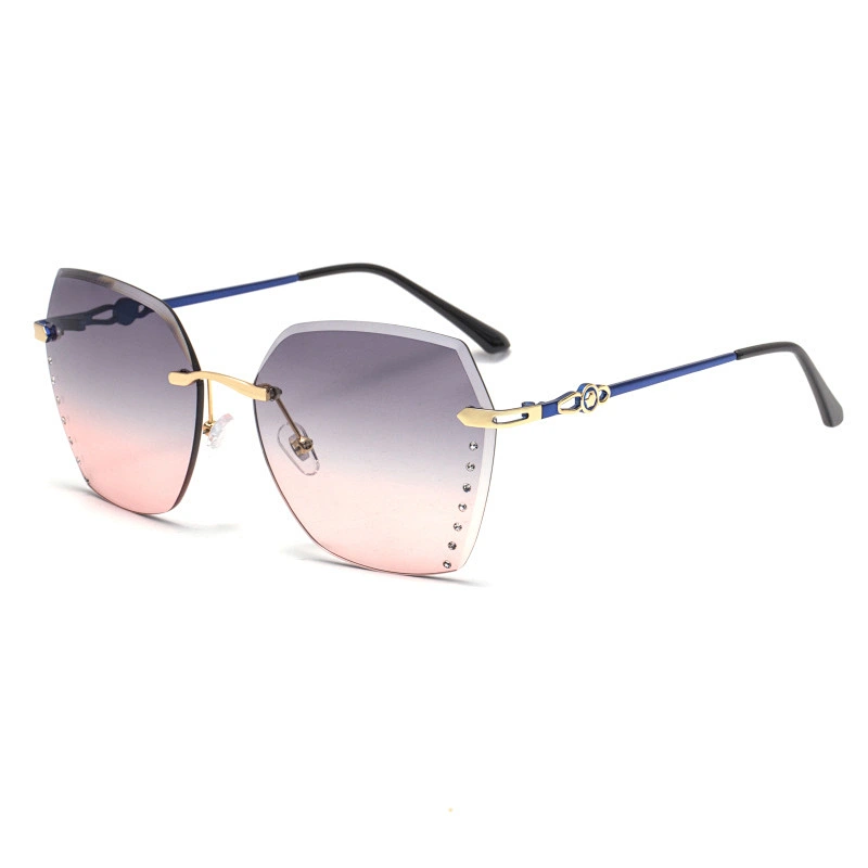 2021 newest fashion rimless chamfering trendy sunglasses women men eyewear shade vintage sun glasses wholesale custom goggles