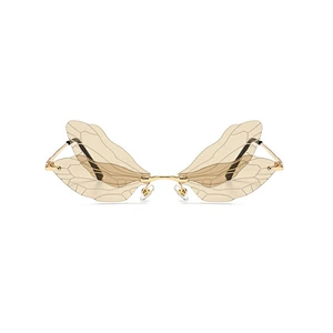 2021 newest rimless Insect wing shape foldable punk sunglasses women men eyewear shade sun glasses wholesale custom goggles