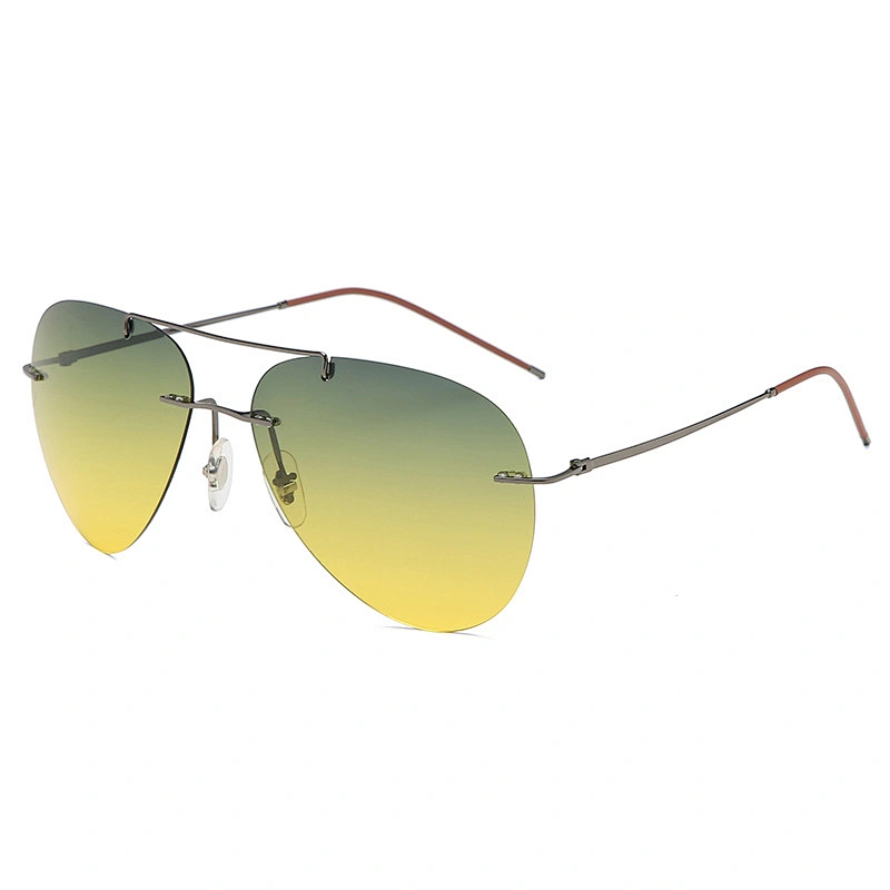 2021 newest fashion titanium rimless oval sunglasses polarized women men eyewear shade sun glasses wholesale custom goggles