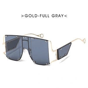 Custom fashion oversize men women sunglasses celebrity sunglasses Multi-rivet punk river newest shade vintage sun glasses