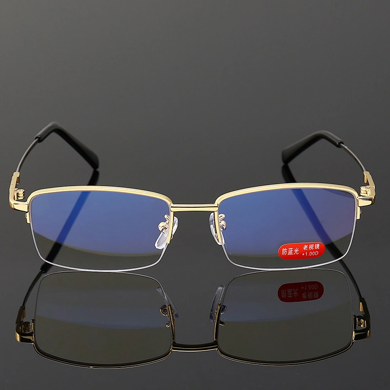 Anti blue light square metal multifocal trendy retro designer optics reading glasses men women wholesale reader glasses frame