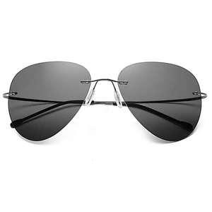 2021 newest trendy titanium rimless round sunglasses polarized women men eyewear shade sun glasses wholesale custom goggles