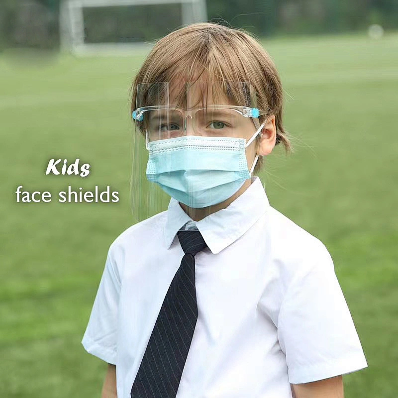 Kid faceshield baby children head wearing double-sided anti fog protective face shield Screen Visor Goggle Mask with Glasses