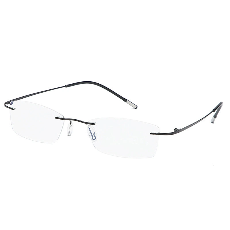 Square aluminum magnesium rimless foldable optical frame river wholesale myopia women eyewear men eyeglasses design eye glasses