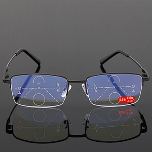 Anti blue light square metal multifocal trendy retro designer optics reading glasses men women wholesale reader glasses frame