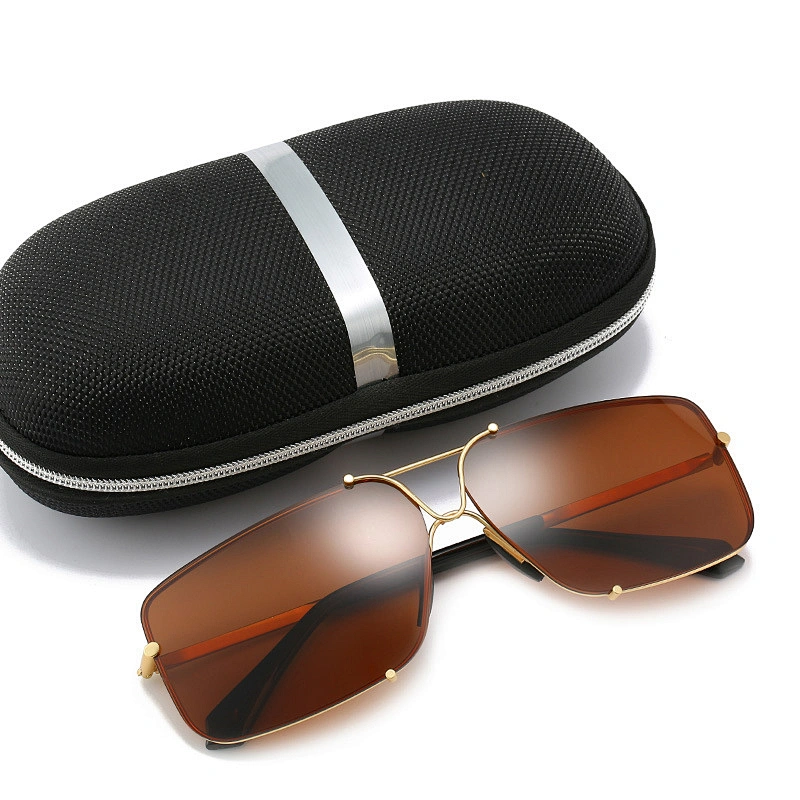 2021 newest fashion square rimless sunglasses polarized women men eyewear shade vintage sun glasses wholesale custom goggles