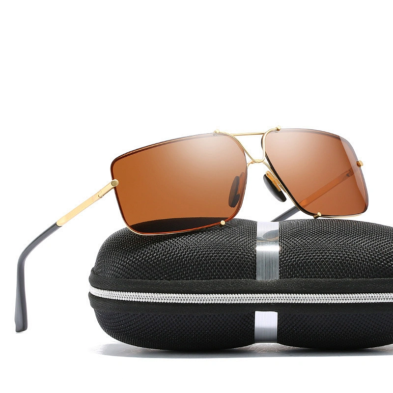 2021 newest fashion square rimless sunglasses polarized women men eyewear shade vintage sun glasses wholesale custom goggles