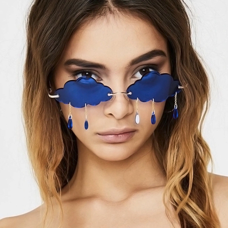 2021 newest fashion cloud shape tears pendant sunglasses women men eyewear shade vintage sun glasses wholesale custom goggles