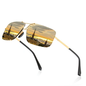 2021 newest fashion square rimless sunglasses polarized women men eyewear shade vintage sun glasses wholesale custom goggles