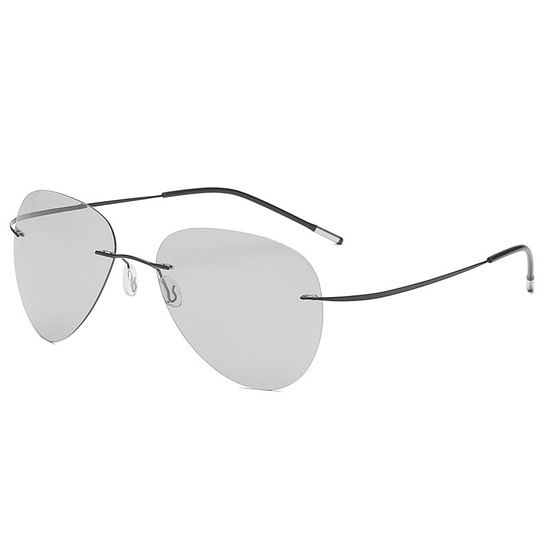2021 newest fashion titanium rimless oval sunglasses polarized women men eyewear shade sun glasses wholesale custom goggles