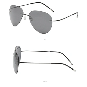 2021 newest fashion titanium rimless round sunglasses polarized women men eyewear shade sun glasses wholesale custom goggles