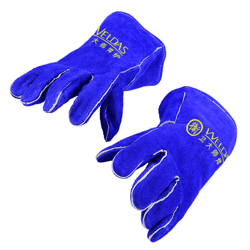 Mechanic Leather Working Safety Driving Gloves Construction Blue Plain Light Style Cowhide Feature Material Wing Origin