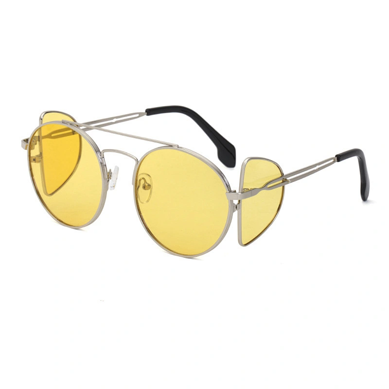 2021 newest fashion round frame steam punk four lenses sunglasses women men eyewear shade sun glasses wholesale custom goggles