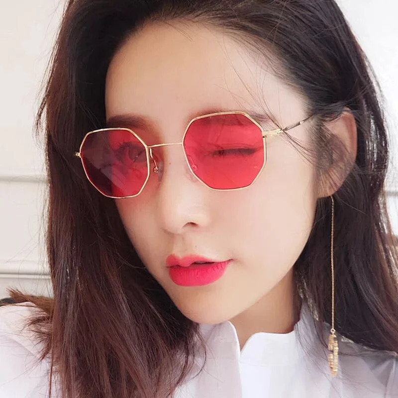 2021 newest fashion trendy metal frame polygon sunglasses women men eyewear shade vintage sun glasses wholesale custom goggles