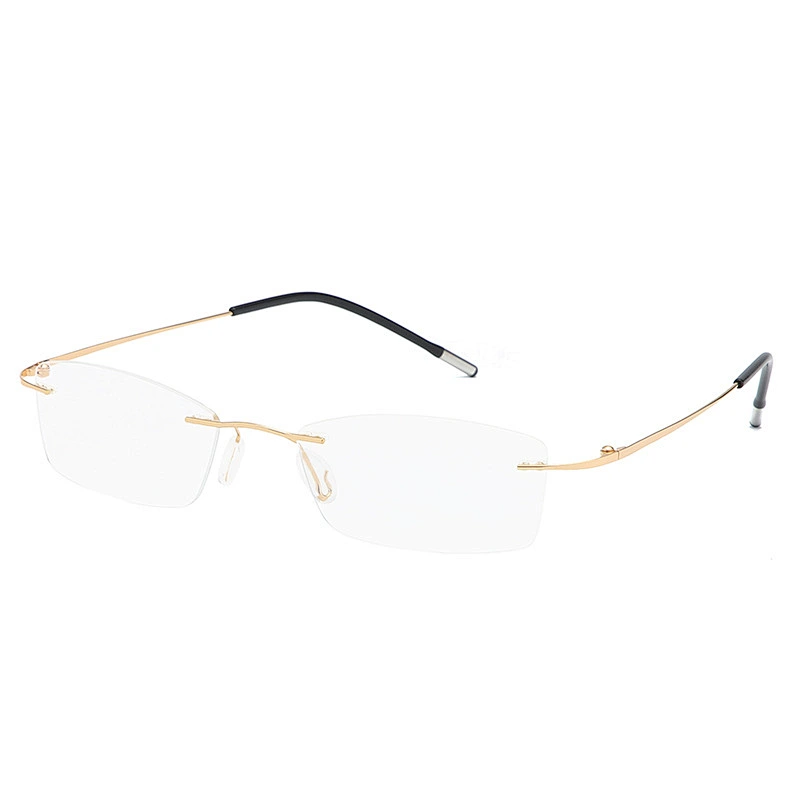 Square aluminum magnesium rimless foldable optical frame river wholesale myopia women eyewear men eyeglasses design eye glasses