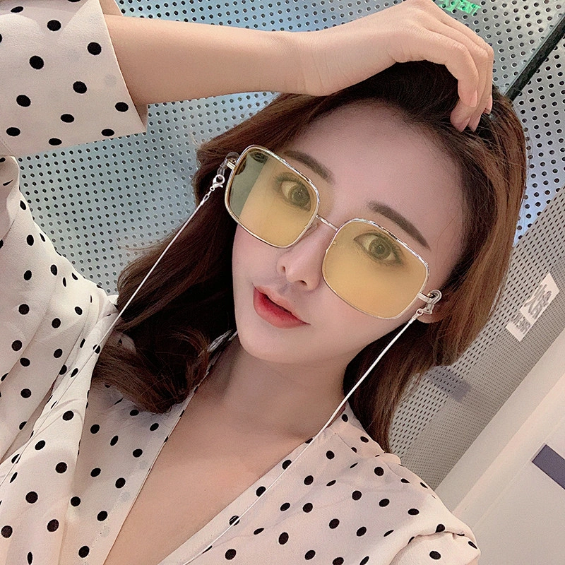 2021 newest fashion square frame lanyard trendy sunglasses women men eyewear shade vintage sun glasses wholesale custom goggles