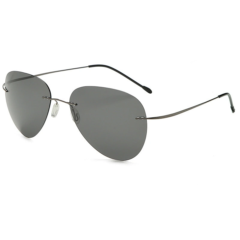 2021 newest trendy titanium rimless round sunglasses polarized women men eyewear shade sun glasses wholesale custom goggles