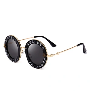 Foreign fashion round sunglasses newest letter bee oversized sunglasses female EU and US trend street style women sunglasses