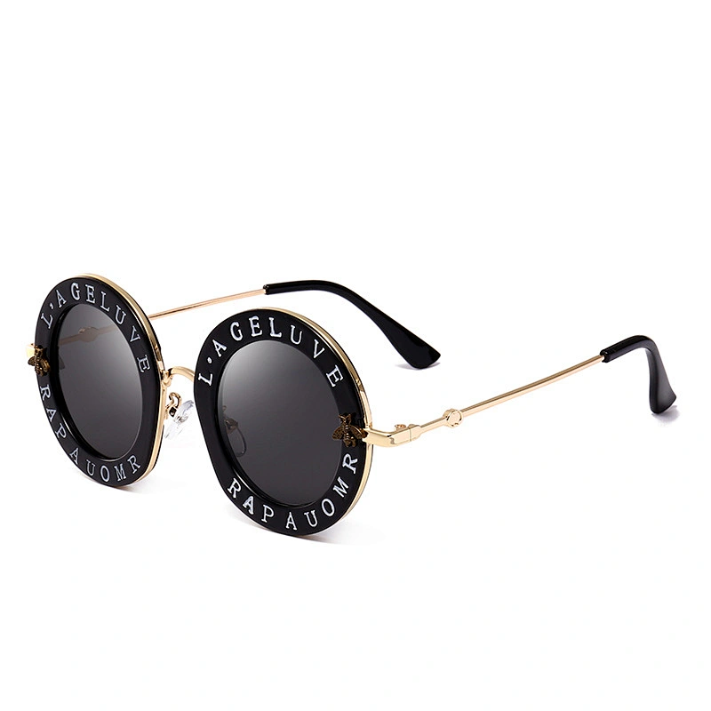 Foreign fashion round sunglasses newest letter bee oversized sunglasses female EU and US trend street style women sunglasses