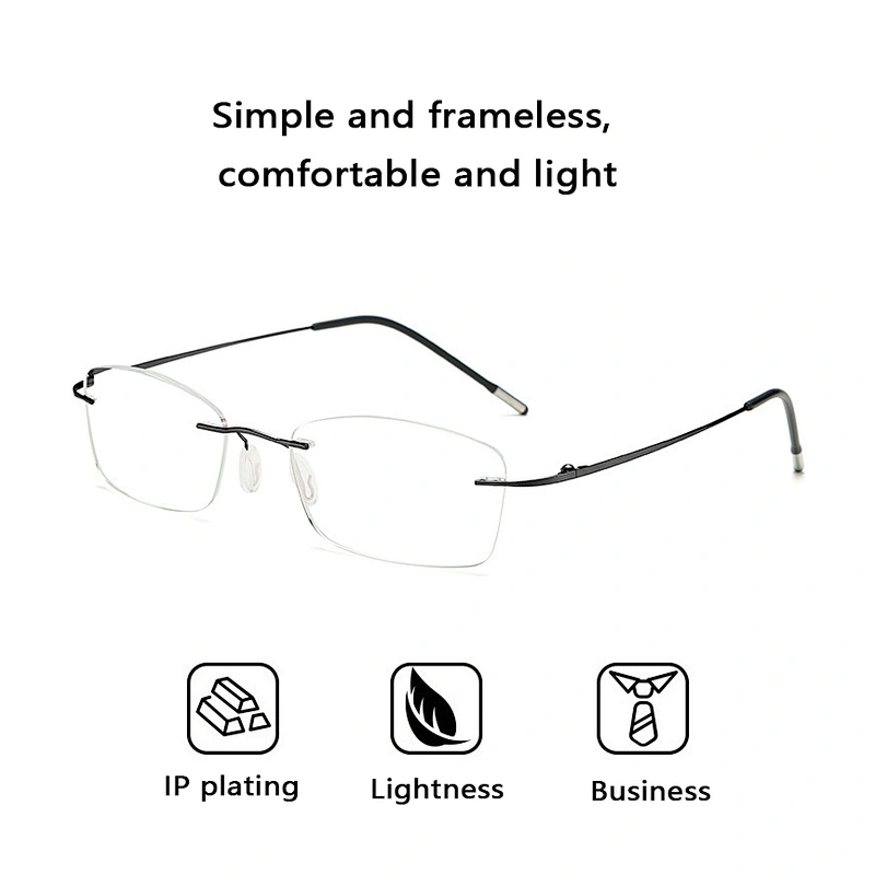 Anti blue light HD titanium light rimless trendy retro designer optics reading glasses men women wholesale reader glasses frame