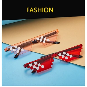 Anime 2021 newest fashion coding pixel mosaic sunglasses women men eyewear shade sun glasses wholesale custom goggles