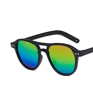 Cute newest stud round frame trendy kids boy sunglasses girls 2021 manufacture for custom UV sun glasses