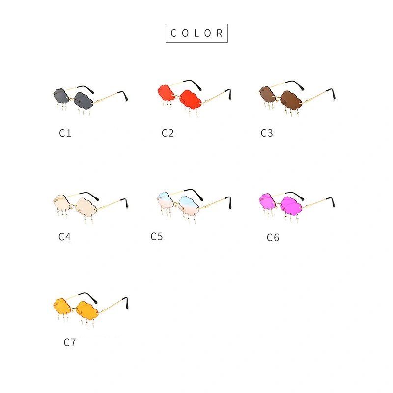 2021 fashion newest cloud shape lightning pendant metal sunglasses women men eyewear shade sun glasses wholesale custom goggles
