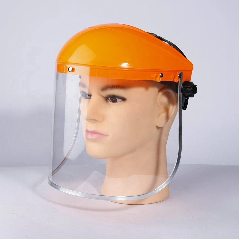 PVC yellow protective face shield mask, anti-dropping, anti-splash, transparent isolation mask, welding protection