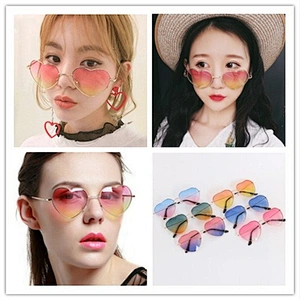 2021 newest fashion love heart shape metal sunglasses women men eyewear shade vintage sun glasses wholesale custom goggles