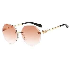 2021 newest fashion fox decoration metal rimless sunglasses women men eyewear shade vintage sun glasses wholesale custom goggles