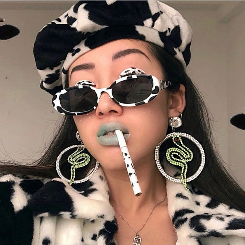 2021 newest fashion cows color oval small frame sunglasses women men eyewear shade vintage sun glasses wholesale custom goggles