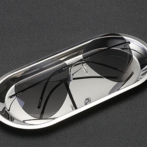 2021 newest fashion titanium rimless round sunglasses polarized women men eyewear shade sun glasses wholesale custom goggles