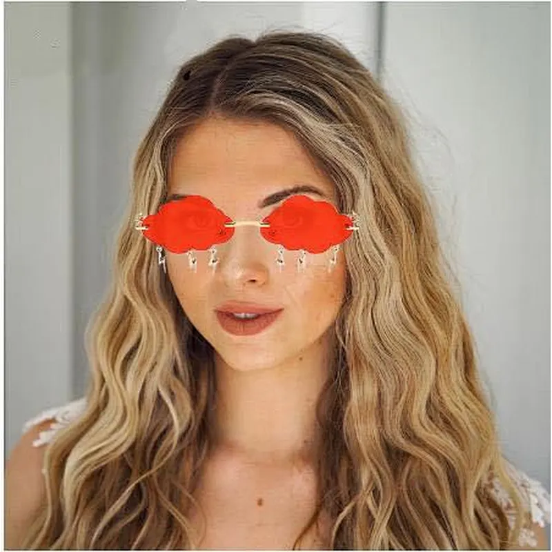 2021 fashion newest cloud shape lightning pendant metal sunglasses women men eyewear shade sun glasses wholesale custom goggles