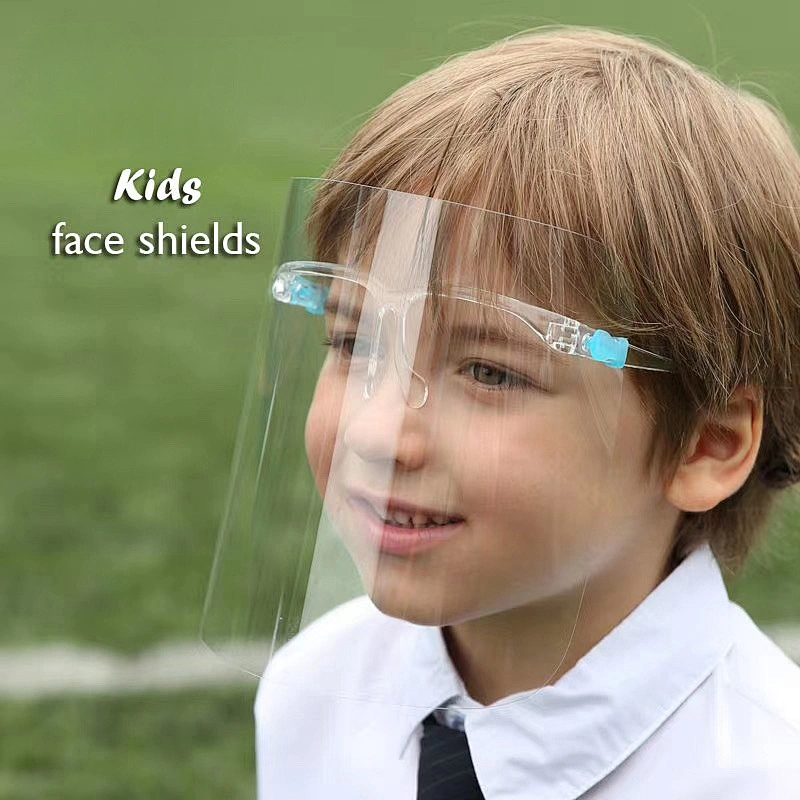 Kid faceshield baby children wearing double-sided anti fog protective face shield Screen Visor Goggles Mask with Glasses