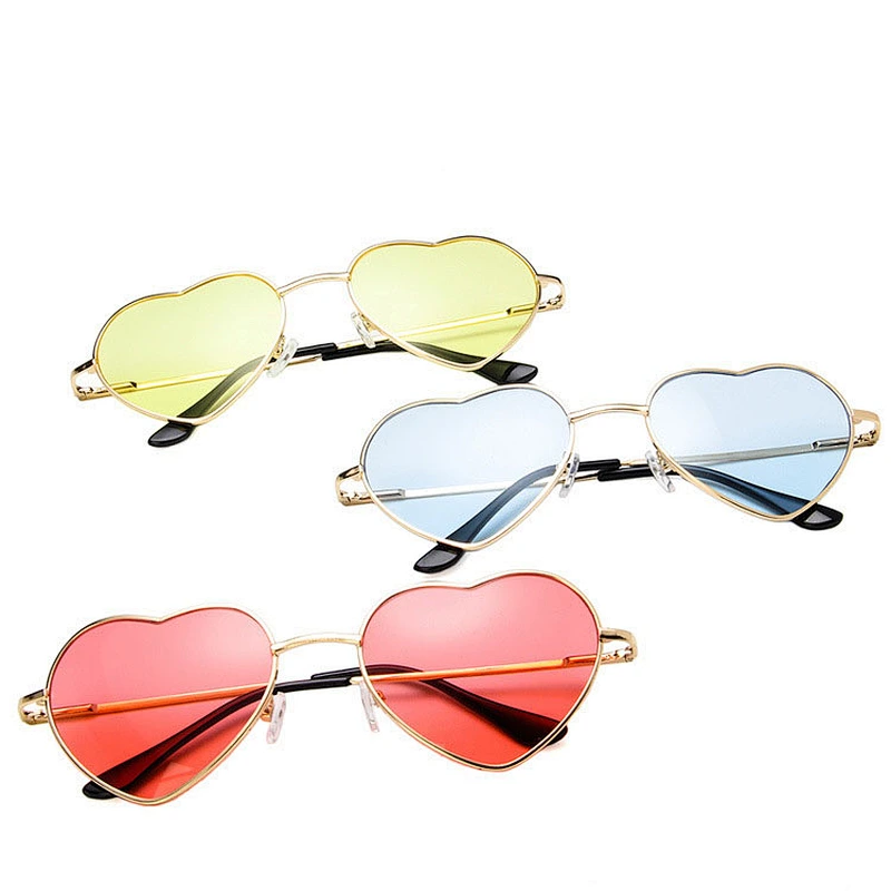 2021 newest fashion metal love heart shape retro sunglasses women men eyewear shade vintage sun glasses wholesale custom goggles
