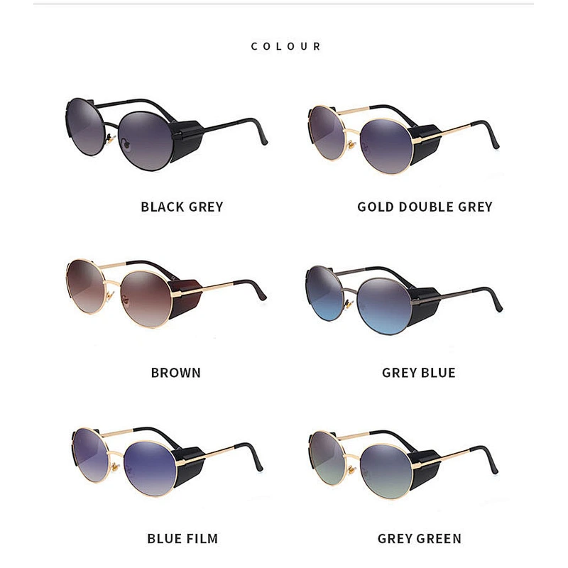 2021 newest fashion round frame punk windproof sunglasses women men eyewear shade vintage sun glasses wholesale custom goggles