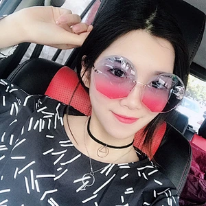 2021 newest fashion round rimless gradient sunglasses women men eyewear shade vintage sun glasses wholesale custom goggles