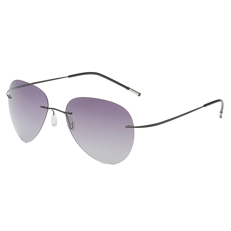 2021 newest fashion titanium rimless round sunglasses polarized women men eyewear shade sun glasses wholesale custom goggles