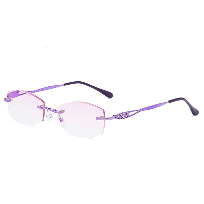 Anti blue light chamfer rimless trendy rhinestone retro designer optics reading glasses men women wholesale reader glasses frame