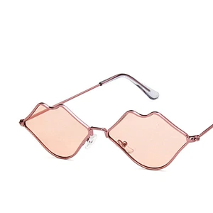 2021 newest fashion lip shape metal small frame sunglasses women men eyewear shade vintage sun glasses wholesale custom goggles